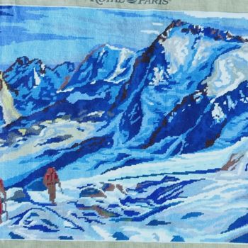 Painting titled "Mountainscape hand…" by Tariq Aziz, Original Artwork, Embroidery