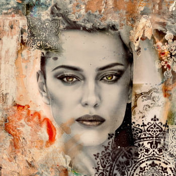 Peinture intitulée "Behind her eyes" par Art By Tar (Www.Artbytar.Nl), Œuvre d'art originale, Graphite Monté sur Aluminium