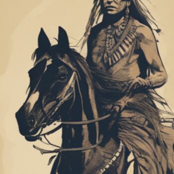 Digital Arts με τίτλο "Native American man" από Tarkanm, Αυθεντικά έργα τέχνης, Εικόνα που δημιουργήθηκε με AI