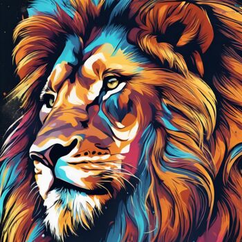 "lion illustration" başlıklı Dijital Sanat Tarkanm tarafından, Orijinal sanat, AI tarafından oluşturulan görüntü