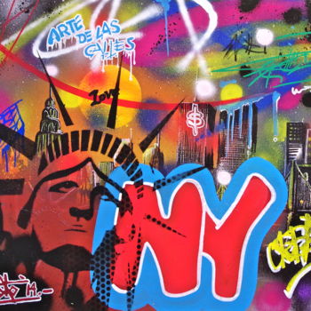 Painting titled "NY" by Vitoko, Original Artwork, Spray paint