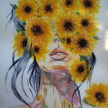 Pintura titulada "A vida em Amarelo" por Tarsila Ximenes, Obra de arte original, Acuarela