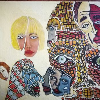 Schilderij getiteld "Faces" door Tarwan, Origineel Kunstwerk