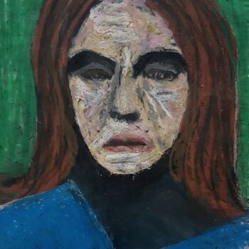 Malerei mit dem Titel "Brown Hair" von Tashfeen Rizwan, Original-Kunstwerk, Pastell