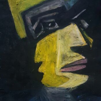 Pittura intitolato "Yellow face" da Tashfeen Rizwan, Opera d'arte originale, Pastello