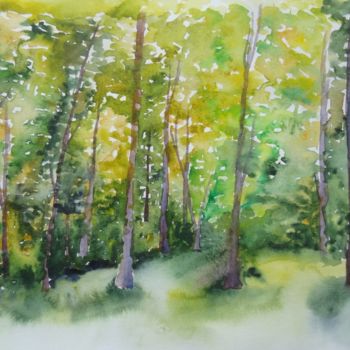 Painting titled "Clairière" by Tassanie All, Original Artwork, Watercolor