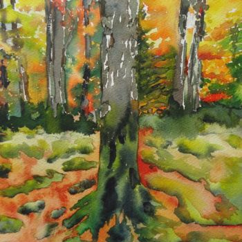 Peinture intitulée "L'Arbre" par Tassanie All, Œuvre d'art originale, Aquarelle