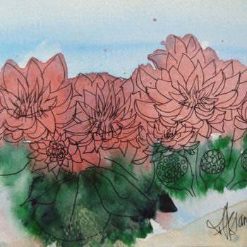Pintura titulada "Lotus" por Tassanie All, Obra de arte original, Acuarela