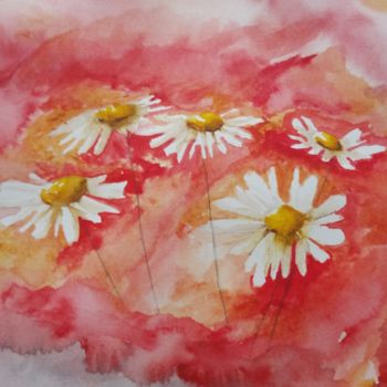 Peinture intitulée "Marguerites" par Tassanie All, Œuvre d'art originale, Aquarelle