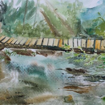Pintura titulada "Bridge" por Tatiana Gliadchenko, Obra de arte original, Acuarela