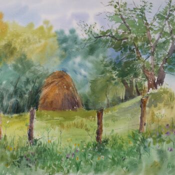 Painting titled "Village Vyzhenka" by Tatiana Gliadchenko, Original Artwork, Watercolor