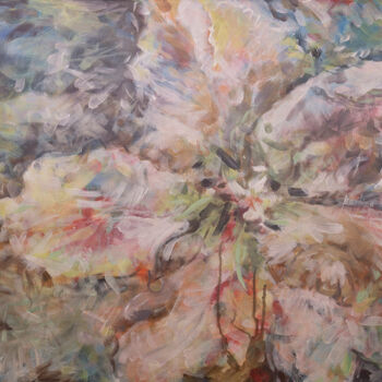 Картина под названием "A pink flower" - Татьяна Конышева, Подлинное произведение искусства, Акрил Установлен на Деревянная р…