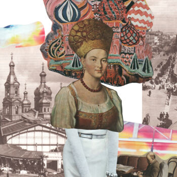 Collagen mit dem Titel "Russkaya dusha" von Tatiana Lazdovskaia, Original-Kunstwerk, Collagen