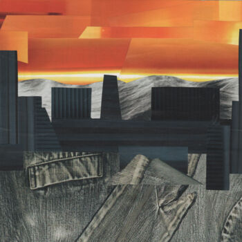 Colagens intitulada "Collage "City"" por Tatiana Lazdovskaia, Obras de arte originais, Colagens