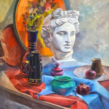 Peinture intitulée "Натюрморт с гипсово…" par Tat Ana Maksimova, Œuvre d'art originale, Tempera