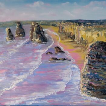 Schilderij getiteld "Sea Coast Painting…" door Tatiana Sorochan, Origineel Kunstwerk, Olie