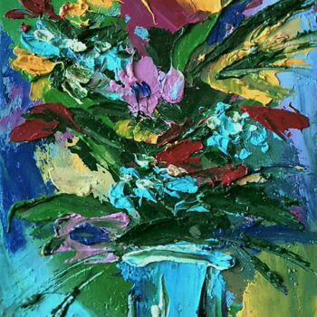 Картина под названием "Bouguet de fleurs" - Татьяна Веревка, Подлинное произведение искусства, Масло