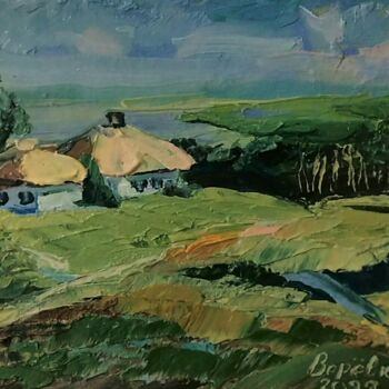Картина под названием "Сельский пейзаж" - Татьяна Веревка, Подлинное произведение искусства, Масло