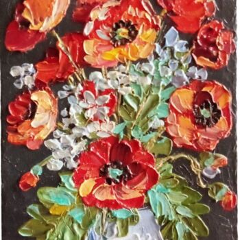 Картина под названием "Букет цветов" - Татьяна Веревка, Подлинное произведение искусства, Масло