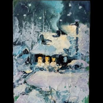 Peinture intitulée "Зимний вечер" par Tatiana Verevka, Œuvre d'art originale, Huile