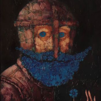 Painting titled "Василёк" by Tatiana Gubina, Original Artwork, Oil