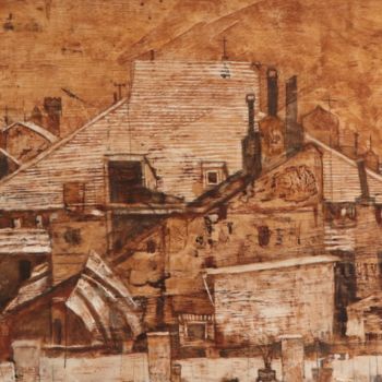 Картина под названием "Крыши города" - Татьяна Губина, Подлинное произведение искусства, Масло
