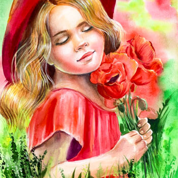 제목이 "bouquet of poppies…"인 미술작품 Tatyana Ustyantseva로, 원작, 수채화