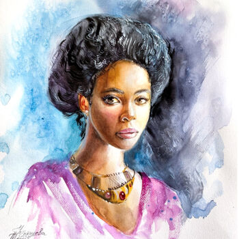 Painting titled "Portrait of a mulat…" by Tatyana Ustyantseva, Original Artwork, Watercolor