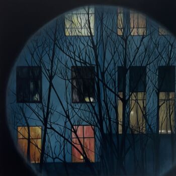 Картина под названием "Observer" - Tata Toucan, Подлинное произведение искусства, Масло Установлен на Деревянная рама для но…