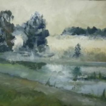 Картина под названием "Вечерний туман" - Татьяна Коновалова, Подлинное произведение искусства, Масло