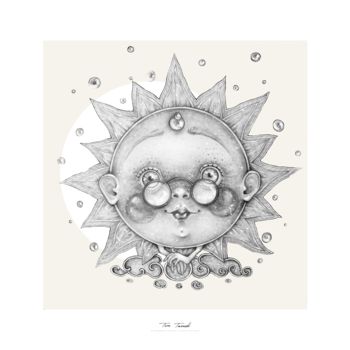 Drawing titled ""Sun"" by Tata Tatashi, Original Artwork, Pencil