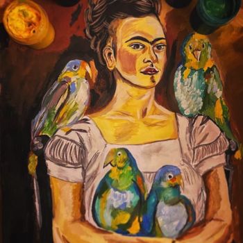 Painting titled "Frida" by Tatev Yan, Original Artwork, Gouache