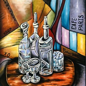 Картина под названием "Cafe Paris." - Tati Vc, Подлинное произведение искусства, Масло