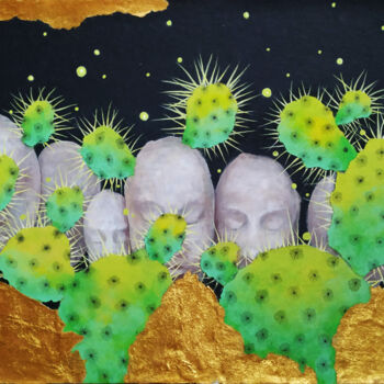 Collages titled "Cacti" by Tatia Bakuradze, Original Artwork, Acrylic