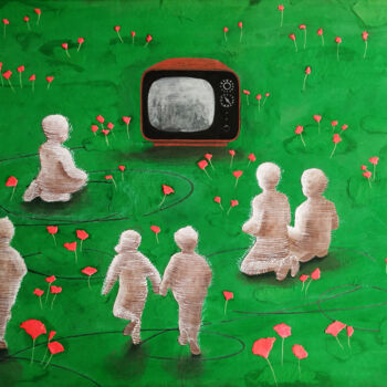 Collagen mit dem Titel "The Field of Illusi…" von Tatia Bakuradze, Original-Kunstwerk, Acryl
