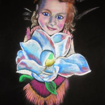 Drawing titled "La petite fille aux…" by Tatiana Anikina, Original Artwork