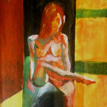 Painting titled "femme assise sur un…" by Tatiana Anikina, Original Artwork, Acrylic