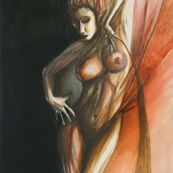 Painting titled "Tree Woman" by Tatiana Battisti, Original Artwork, Ink