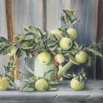 Картина под названием ""Яблочки"" - Tatiana Bechtgold, Подлинное произведение искусства, Акварель