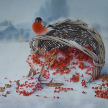 Malerei mit dem Titel ""Die Vogelbeere unt…" von Tatiana Bechtgold, Original-Kunstwerk, Aquarell