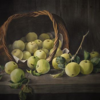 Картина под названием "Натюрморт с яблоками" - Tatiana Bechtgold, Подлинное произведение искусства, Акварель