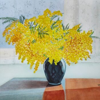 Schilderij getiteld "Mimosa" door Tatiana Chernetsova, Origineel Kunstwerk, Aquarel