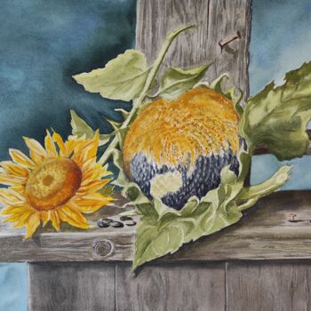 Картина под названием "Подсолнухи (Sunflow…" - Tatiana Chernetsova, Подлинное произведение искусства, Акварель