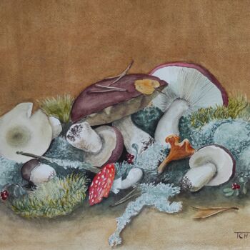 "Мхи и грибы" başlıklı Tablo Tatiana Chernetsova tarafından, Orijinal sanat, Suluboya