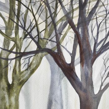 Peinture intitulée "Деревья" par Tatiana Chernetsova, Œuvre d'art originale, Aquarelle