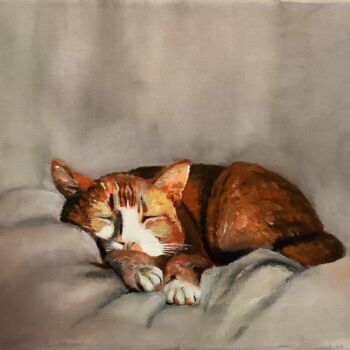 Painting titled "Cat Nap Original Pa…" by Tatiana Clark, Original Artwork, Acrylic