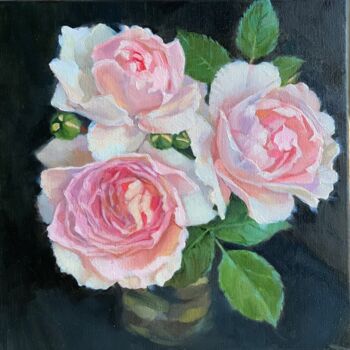 Картина под названием "Pink roses" - Tatiana Danylenko, Подлинное произведение искусства, Масло