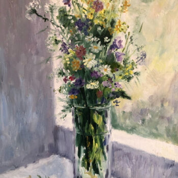 Malerei mit dem Titel "Blumen" von Tatiana De Jong, Original-Kunstwerk, Öl