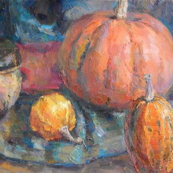 Painting titled ""Different Pumpkin"" by Tatiana Didenko, Original Artwork, Oil
