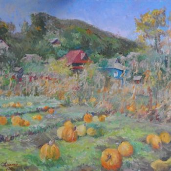 Painting titled ""Sednivskie pumpkin"" by Tatiana Didenko, Original Artwork, Oil